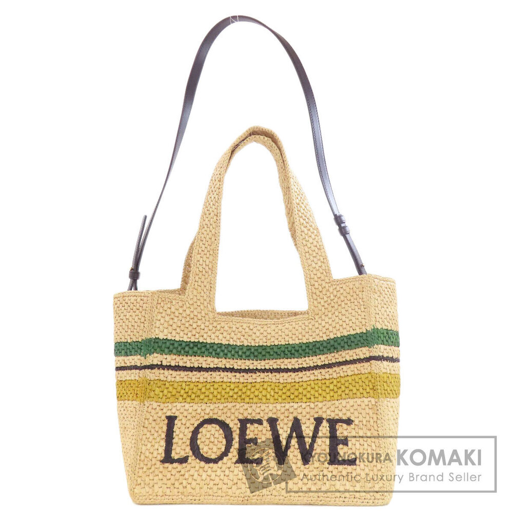 Loewe Font Tote Handbag Raffia
